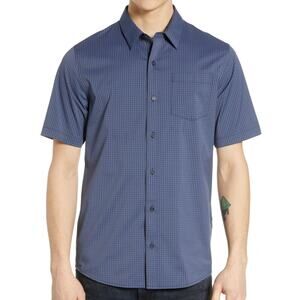 Travis Mathew Plaid Button Down Shirt Size Large Blue Business Casual Golf Work